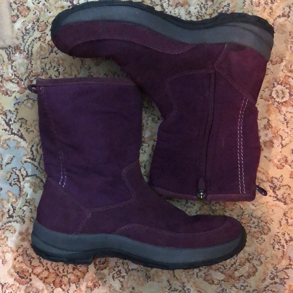 LL BEAN size 8 Purple Suede Rubber Sole Zip-Side